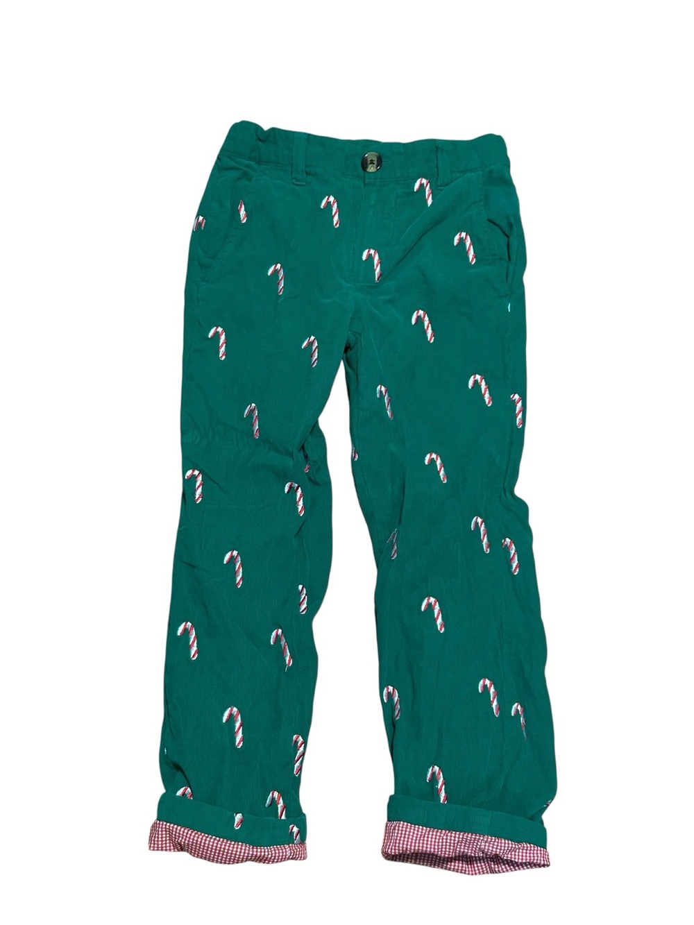 Smockingbird Candy Cane Embroidered Christmas Pants Corduroy Size 7 Trousers